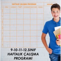 Sihirli Kağıt 9-10-11-12'nci Sınıf Haftalık Ders Planlayıcı Statik Tutunma Özellikli Yapıştırma Gerektirmez 120x100cm