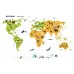 Sihirli Kağıt Dünya Haritası Şeffaf Kağıt Üzerine Renkli Baskı Hayvan Sembollü 150x95cm