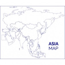 Sihirli Kağıt Dilsiz Asya Kıtası Haritası Şeffaf Kağıt Üzerine Baskı İngilizce 73x90cm