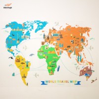 Sihirli Kağıt Dünya Gezi Rotaları Haritası Şeffaf Kağıt Üzerine Renkli Baskı 150x100cm