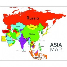 Sihirli Kağıt Asya Kıtası Haritası Şeffaf Kağıt Üzerine Renkli Baskı İngilizce 150x180cm