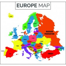 Sihirli Kağıt Avrupa Kıtası Haritası Şeffaf Kağıt Üzerine Renkli Baskı İngilizce 150x156cm