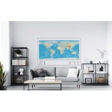 Sihirli Kağıt Dünya Fiziki Haritası Beyaz Kağıt Üzerine Renkli Baskı 116x75cm