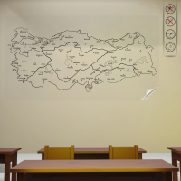 Sihirli Kağıt Türkiye Bölgeler Haritası Şeffaf Kağıt Üzerine Baskı 150x83cm