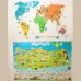 Sihirli Kağıt Türkiye ve Dünya Kültür Haritası Renkli Baskı Statik Tutunma Özellikli Yapıştırma Gerektirmez Set 2'li