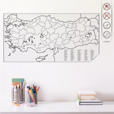 Sihirli Kağıt Türkiye Haritası (Renksiz-Yazısız) Statik Tutunma Özellikli Yapıştırma Gerektirmez 110x56cm