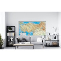 Sihirli Kağıt Türkiye Fiziki Haritası Beyaz Kağıt Üzerine Renkli Baskı 116x65cm