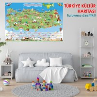 Sihirli Kağıt Türkiye Kültür Haritası Renkli Baskı Statik Tutunma Özellikli 150x95cm