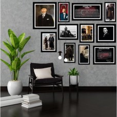 Sihirli Kağıt Çerçeve Görünümlü 12'li Atatürk Poster Set