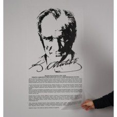 Sihirli Kağıt Atatürk Köşesi Buzlu Kağıt Üzerine Baskı Statik Tutunma Özellikli Yapıştırma Gerektirmez 56x100cm