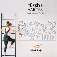Sihirli Kağıt Türkiye Haritası Statik Tutunma Özellikli Yapıştırma Gerektirmez 93x48cm