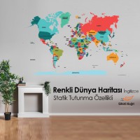 PraticPaperBoard World Map Color Print on Transparent Paper English 150x95cm