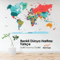 Sihirli Kağıt Dünya Haritası Şeffaf Kağıt Üzerine Renkli Baskı Türkçe 150x95cm