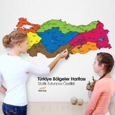 Sihirli Kağıt Türkiye Bölgeler Haritası Şeffaf Kağıt Üzerine Renkli Baskı 271x150cm