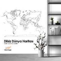 Sihirli Kağıt Dilsiz Dünya Haritası Şeffaf Kağıt Üzerine Baskı 150x95cm