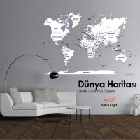 Sihirli Kağıt Dünya Haritası Şeffaf Kağıt Üzerine Baskı İngilizce 150x95cm