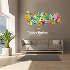 Sihirli Kağıt Türkiye Haritası Şeffaf Kağıt Üzerine Renkli Baskı 150x87cm