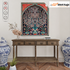 Sihirli Kağıt Tablo-03 Osmanlı Çini Görünümlü Statik Tutunma Özellikli Yapıştırma Gerektirmez 82x100cm
