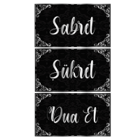 Sihirli Kağıt Sabret- Şükret- Dua Et Tablo Gold Statik Tutunma Özellikli 70x40cm