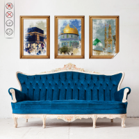 Sihirli Kağıt Kutsal Mekanlar Tablo üçlü Set (Kabe, Mescidi Aksa, Mescidi Nebevi)