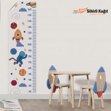 Sihirli Kağıt Renkli Boy Ölçer-Astronot Statik Tutunma Özellikli Yapıştırma Gerektirmez 48x160cm