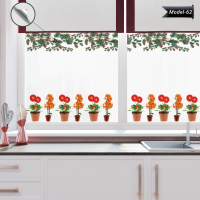 Magic Paper Flower Patterned Glass Decoration Static Cling No Gluing Required 35x500cm