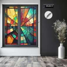 Sihirli Kağıt Cam Kaplama-02 Vitray Desenli Statik Tutunma Özellikli Yapıştırma Gerektirmez Sihirli Kağıt Cam Kaplama-02 Vitray Desenli Statik Tutunma Özellikli Yapıştırma Gerektirmez