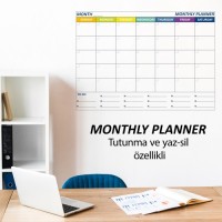 Sihirli Kağıt Aylık Takvim Planlayıcı Mini İngilizce Statik Tutunma Özellikli Yapıştırma Gerektirmez 90x60cm