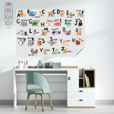 Magic Paper Illustrated Turkish Alphabet Static Cling Feature No Gluing Required 100x70cm